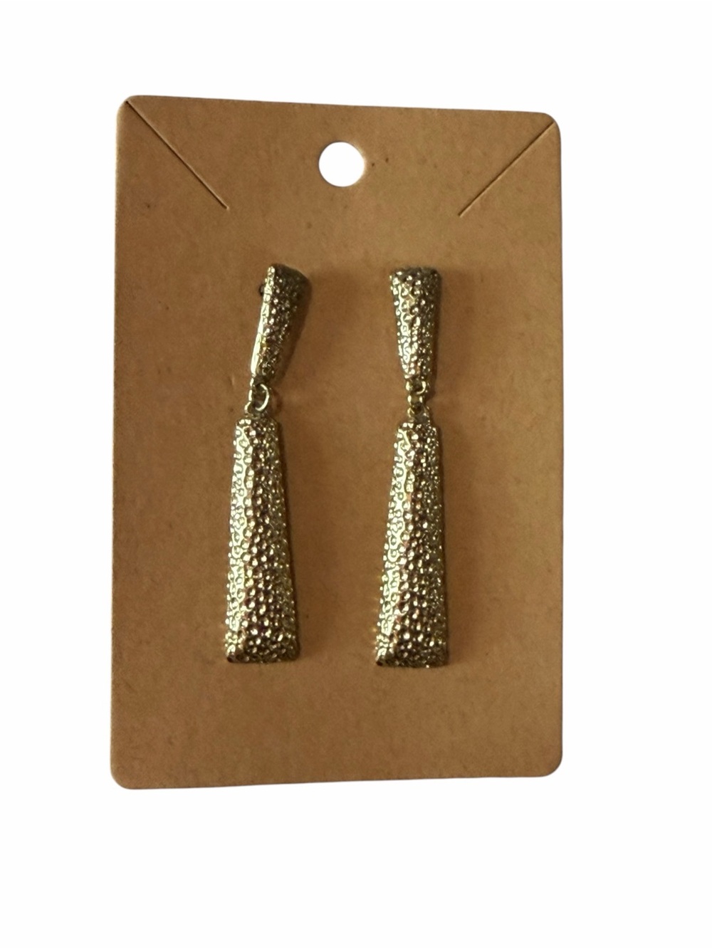 Gold Textured Drop Earrings - Unbranded